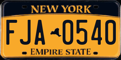 NY license plate FJA0540