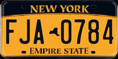 NY license plate FJA0784