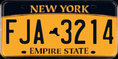 NY license plate FJA3214