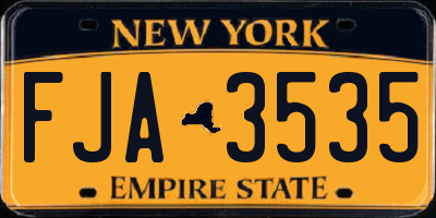 NY license plate FJA3535