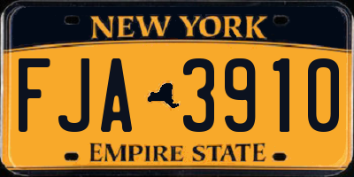 NY license plate FJA3910