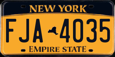 NY license plate FJA4035