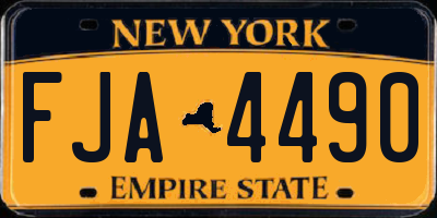 NY license plate FJA4490
