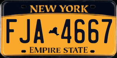 NY license plate FJA4667