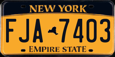 NY license plate FJA7403