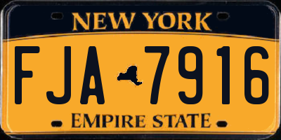 NY license plate FJA7916