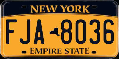 NY license plate FJA8036