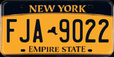 NY license plate FJA9022
