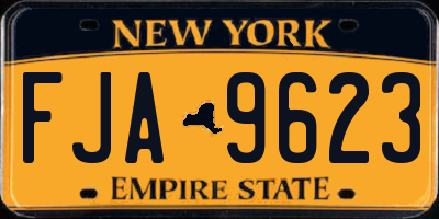 NY license plate FJA9623