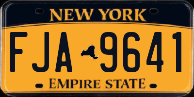 NY license plate FJA9641