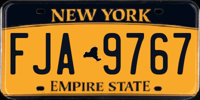NY license plate FJA9767