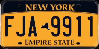 NY license plate FJA9911