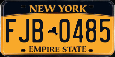 NY license plate FJB0485