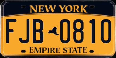 NY license plate FJB0810