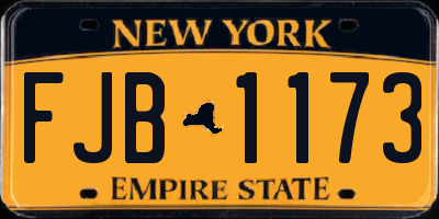 NY license plate FJB1173