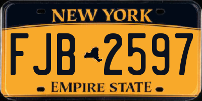 NY license plate FJB2597