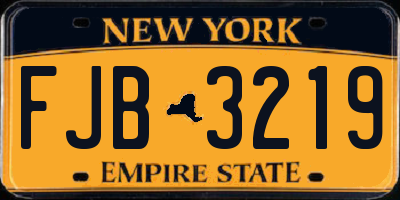 NY license plate FJB3219