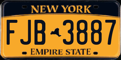 NY license plate FJB3887