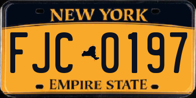 NY license plate FJC0197