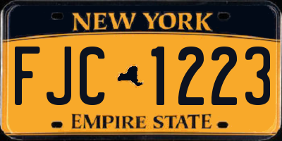 NY license plate FJC1223
