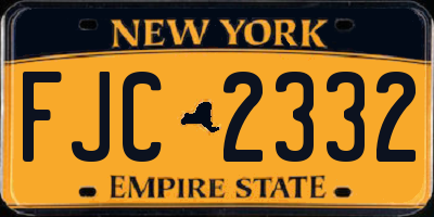NY license plate FJC2332