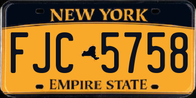 NY license plate FJC5758