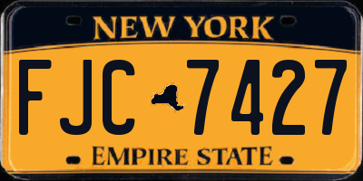 NY license plate FJC7427