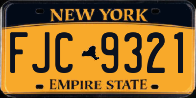 NY license plate FJC9321