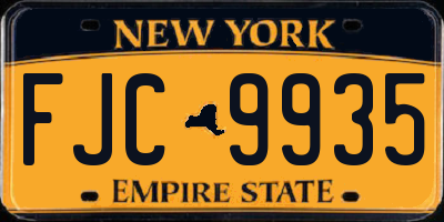 NY license plate FJC9935
