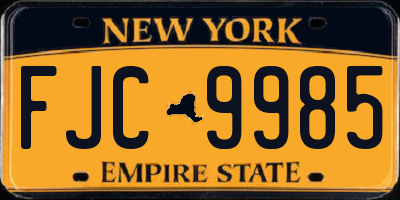 NY license plate FJC9985