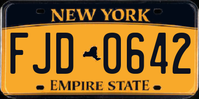 NY license plate FJD0642