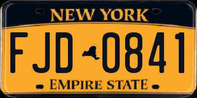 NY license plate FJD0841