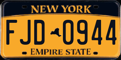 NY license plate FJD0944