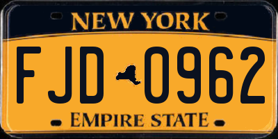 NY license plate FJD0962