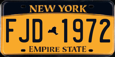 NY license plate FJD1972