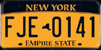 NY license plate FJE0141