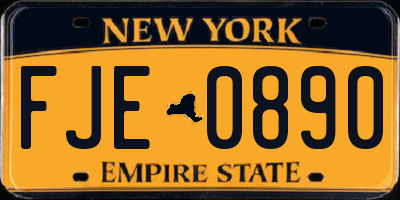 NY license plate FJE0890
