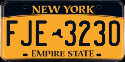 NY license plate FJE3230
