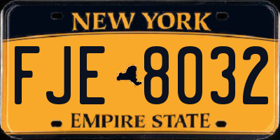 NY license plate FJE8032