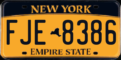 NY license plate FJE8386