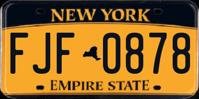 NY license plate FJF0878