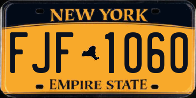 NY license plate FJF1060
