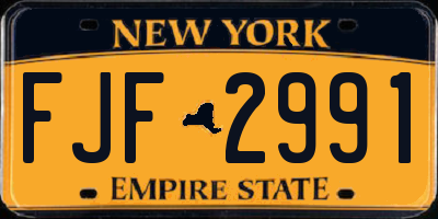 NY license plate FJF2991