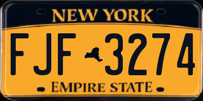 NY license plate FJF3274