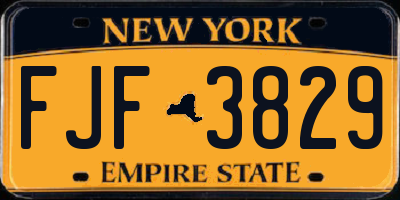 NY license plate FJF3829