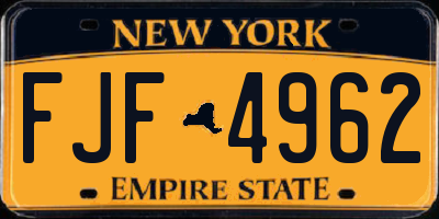 NY license plate FJF4962