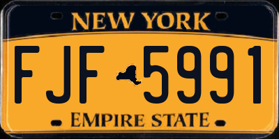 NY license plate FJF5991