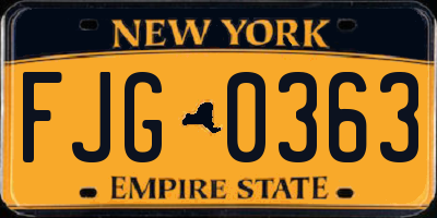 NY license plate FJG0363