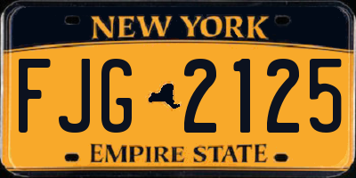 NY license plate FJG2125