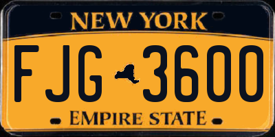 NY license plate FJG3600